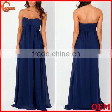 100% Polyester Fully Lined Maxi Dress Women Sweetheart Neckline Detail Chiffon Dress 2016