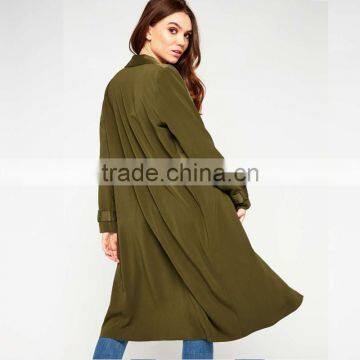 Lapel Collar Women's Long Windbreaker Latest Winter Autumn Pink Trench Coat photo-4