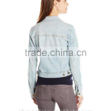 High Quality Hot Sale OEM Service Women's Plus-Size Gray Denim Jacket/Blazer photo-4