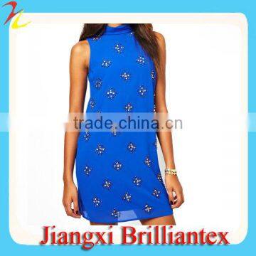 High Neck Embellished Shift Dress