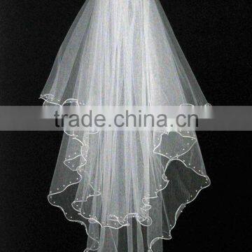 New Design 2 Layers Bead Edged Wedding Accessories Bridal Veil Wholesale