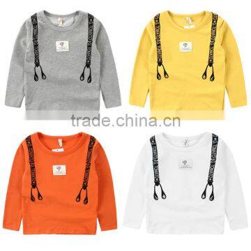 Wholesale spring cotton long sleeves boys kids round neck t-shirt