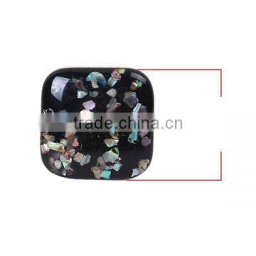 Resin & Shell Mosaic Dome Seals Cabochon Square Black photo-2