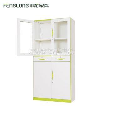 New design modern glass display file cabinet 4 door storage cabinet with 2 drawers