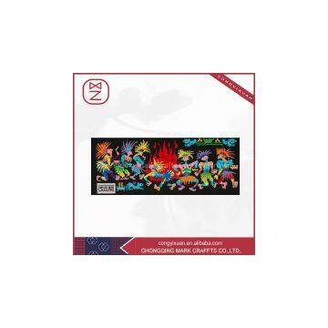 Chinese Tujia Brocade Embroidery Fabric Tapestry Cotton Washable Cattle Pattern Rugs photo-3