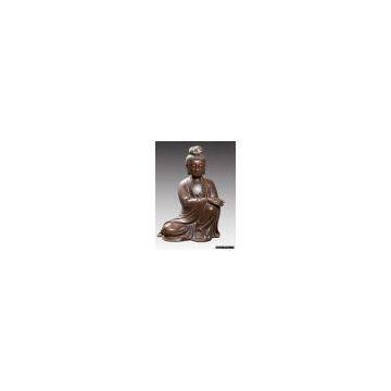 Chinese antique Red copper Kwan yin statuary