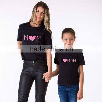 I Love Mom Black Short Sleeves Mother and Me Matching T-shirt