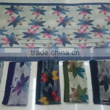 Hot saling new designs summer Maple Leaves printed viscose scarfs