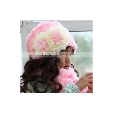 fashion pretty flower crochet baby gril beanie hat