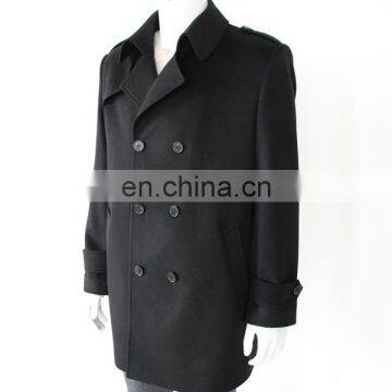 wholesale luxurious 450g/sm classic style men's pure cashmere coats with buttons