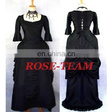 Rose Team-Free Shipping Custom-made Medieval Victorian Gown Ball Costume Black Gothic Punk Dress