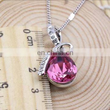 925 Silver Dream Water Droplet Austrian Crystal Pendant Necklace Silver Jewerly photo-3