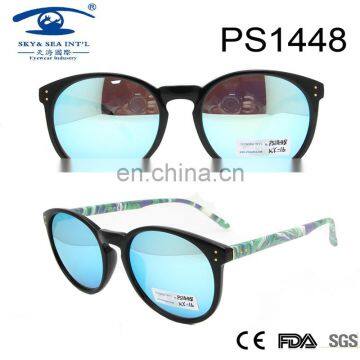 big frame UV 400 blue mirror lens round sun glasses