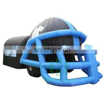 Outdoor selling well PVC Inflatable football helmet tunnel for kids and adult