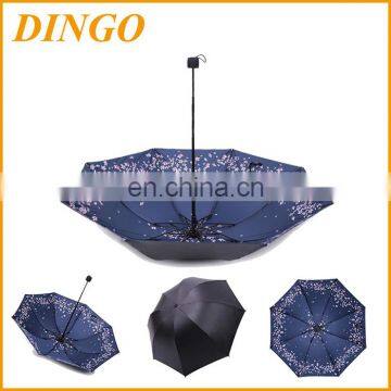 Wholesale Cheap 3 Folding Sun Umbrella with Silver UV Protection