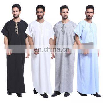 2017 Short Sleeve Mens Robe Jubah Islamic Arab Kaftan Men Thobe Thoub Abaya