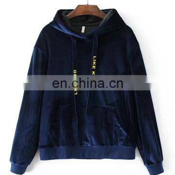 2017 Popular Sports Style Casual Pullover Women Velvet Hoodie
