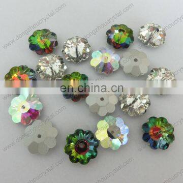 DZ-3032 flower shape middle holes crystal sew on rhinestones for dresses