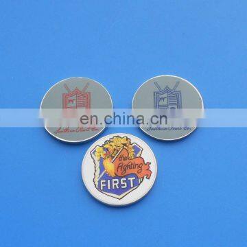 custom printed logo 25mm metal golf ball marker