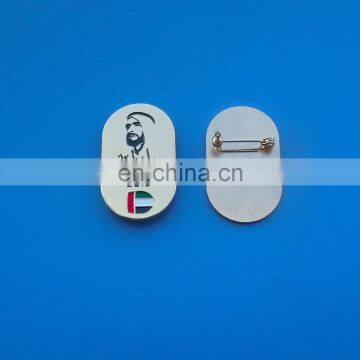 custom zayed logo and national flag lapel pin badge with safety pin