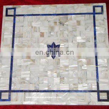 White Mother Of Pearl Marble Inlay Table Top