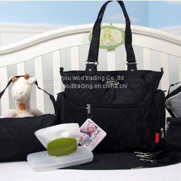 black diaper bag with long shoulder from China factory