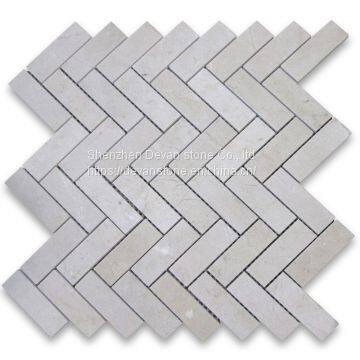 stylish crema marfil herringbone bathroom wall mosaic
