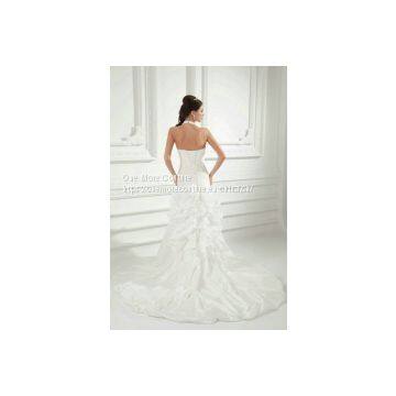 Halter Top Fit and Flare Taffeta Wedding Dresses With Pickups photo-2