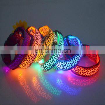 Factory Wholesale Leopard Print Dog Cat Safety Glow Flashing Led Pet Collar photo-3