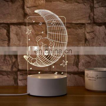 Custom 3D Illusion Lamp Warm White Led Novelty Night Light