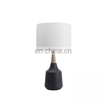 Japan style simple modern desk lamps custom ceramic base matte black table lamps for hotel bedside