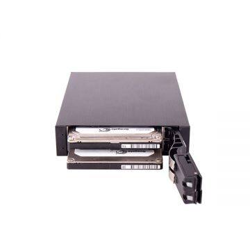 Unestech 2.5in Dual Bay SATA Tray-less Hot Swap SSD HDD Enclsoure for 3.5