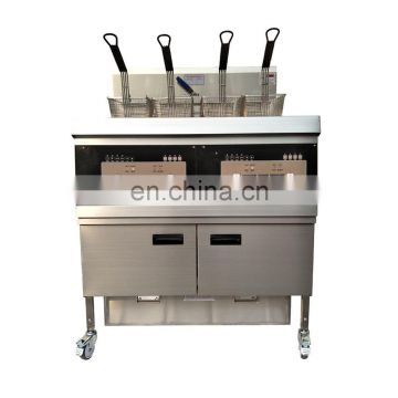 Commercial Freestanding 2 Tanks 4 Baskets Electric or Gas Open Fryer / KFC Deep Fryer Machine with Wheels