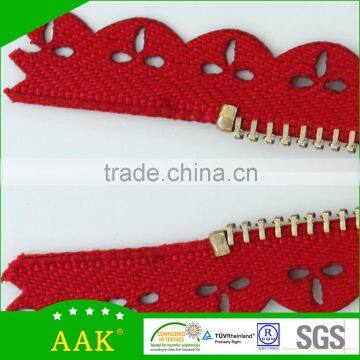 3#Lace Tape Light Gold Close End Wardrode Metal Zipper photo-3