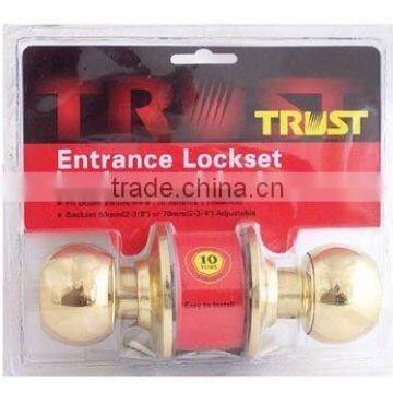 ANSI Grade 3 Tubular Knob Lockset with brass cylinder