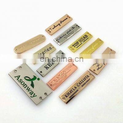 Custom Engraved Gold Metal Logo Tag For Knitted Scarves High Quality Purse Private Plate Engraved Leather Brand Label photo-3