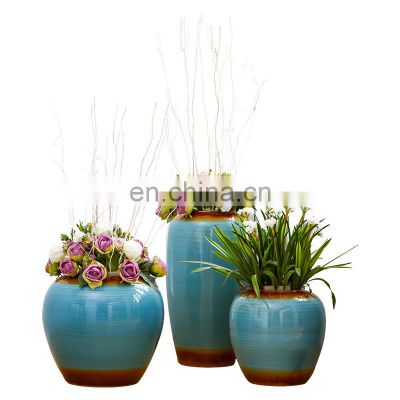 Jingdezhen New Chinese Garden Floor Big Vase Hotel Villa Club House Ceramic Decoration Flower Simulation Flower Decoration