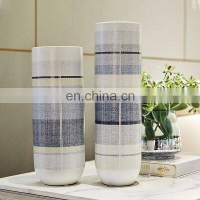 Household Flower Cylindrical New White Europe Modern Decal Ceramic Vase Home Decorative For Home Decor