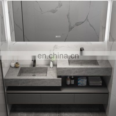 Sintered stone top basin contemporary vanity set