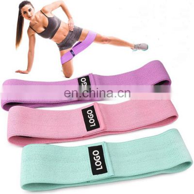 Logo Printed Gym Sport Fitness Resistance Band Women Home Exercise Latex Fabric Adjustable Hip Fitness Bands Resistance