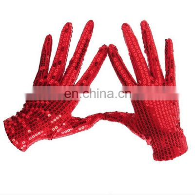 Kids Adult Shiny Sequin Dance Gloves Costume Gloves Silver Sparkling Sequin Gloves For Dress Up Party Halloween Christmas