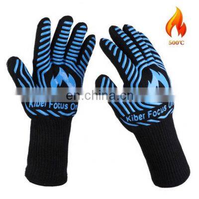 500 Degree 932F Double Layer  Extreme Silicone Non-slip Glove Heat Resistant Oven Gloves for Kitchen