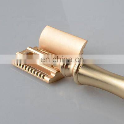 Men Luxury Shaver Matte Gold Metal Handle Singe Blade Shaving Safety Razor photo-4