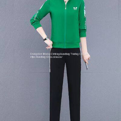 Sports Suit Women's Spring And Autumn Women's Casual Suit Stand-Up Collar Sweater Women's Running Two-Piece Set photo-3
