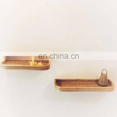 Hot Sale Decorative Rattan Wall Shelf Minimalist Simple Rack Wicker Float Shelf Wholesale Vietnam Supplier