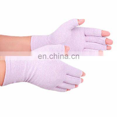 Hands Therapy Arthritis Compression Gloves Copper Fingerless Half Finger Cotton Infused Anti-slip Women Cotton and Spandex photo-2