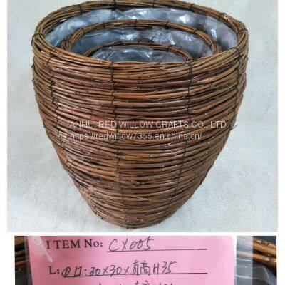 Outdoor Decorative Willow Basket Willow Garden Basket for Plant photo-3