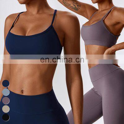 Wholesale Quick Dry Breathable High Quality Ladies Sexy Workout Top Custom Gym Fitness Yoga Bra Cross Back Sports Bra For Women