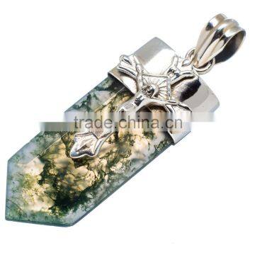 MOSS AGATE PENDANT 925 Sterling Silver Pendant, SILVER JEWELRY EXPORTER,SILVER JEWELRY WHOLESALE