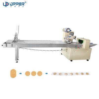 Cookies multi connected package packing machine flow pachaging machine with biscuit dropping device
